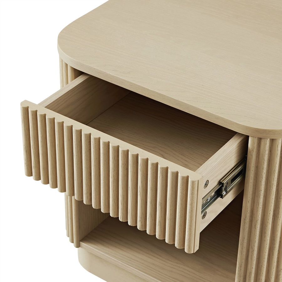Maru 1-Drawer Bedside Table, Greige Oak
