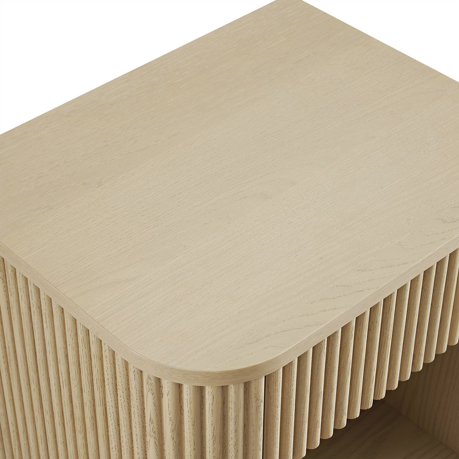 Maru 1-Drawer Bedside Table, Greige Oak