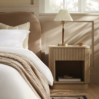 Maru 1-Drawer Bedside Table, Greige Oak