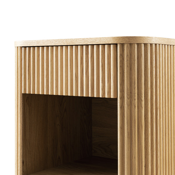 Maru 1-Drawer Bedside Table, Oak