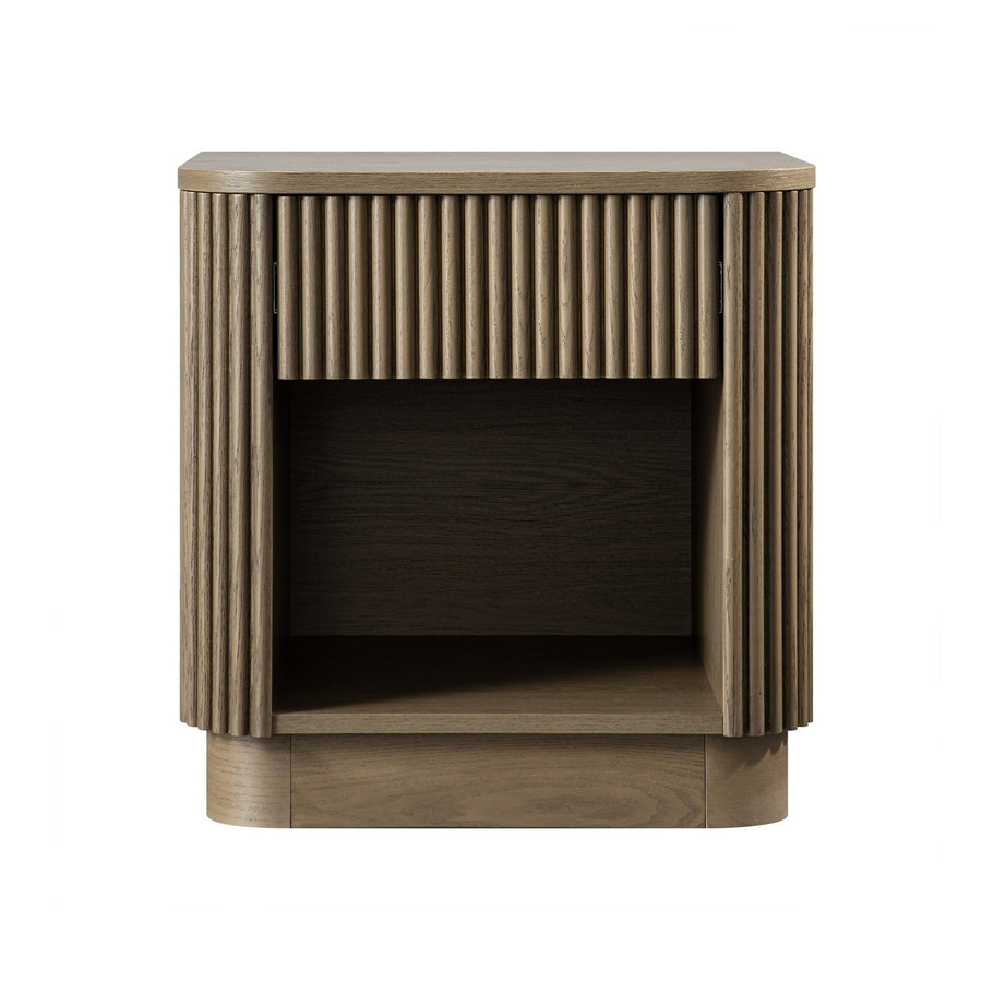 Maru 1-Drawer Bedside Table, Silver Oak