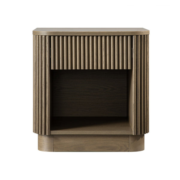 Maru 1-Drawer Bedside Table, Silver Oak