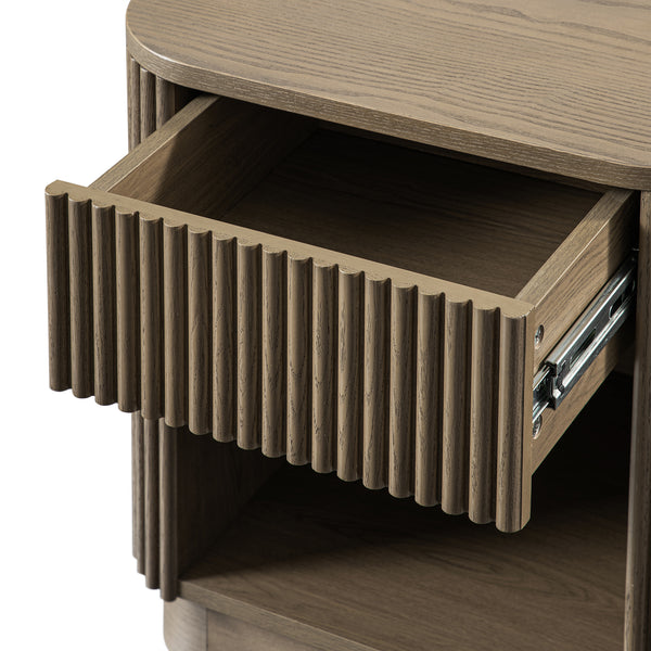 Maru 1-Drawer Bedside Table, Silver Oak