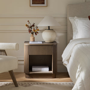 Maru 1-Drawer Bedside Table, Silver Oak