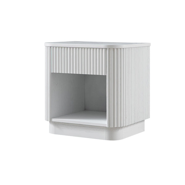 Maru 1-Drawer Bedside Table, Washed White