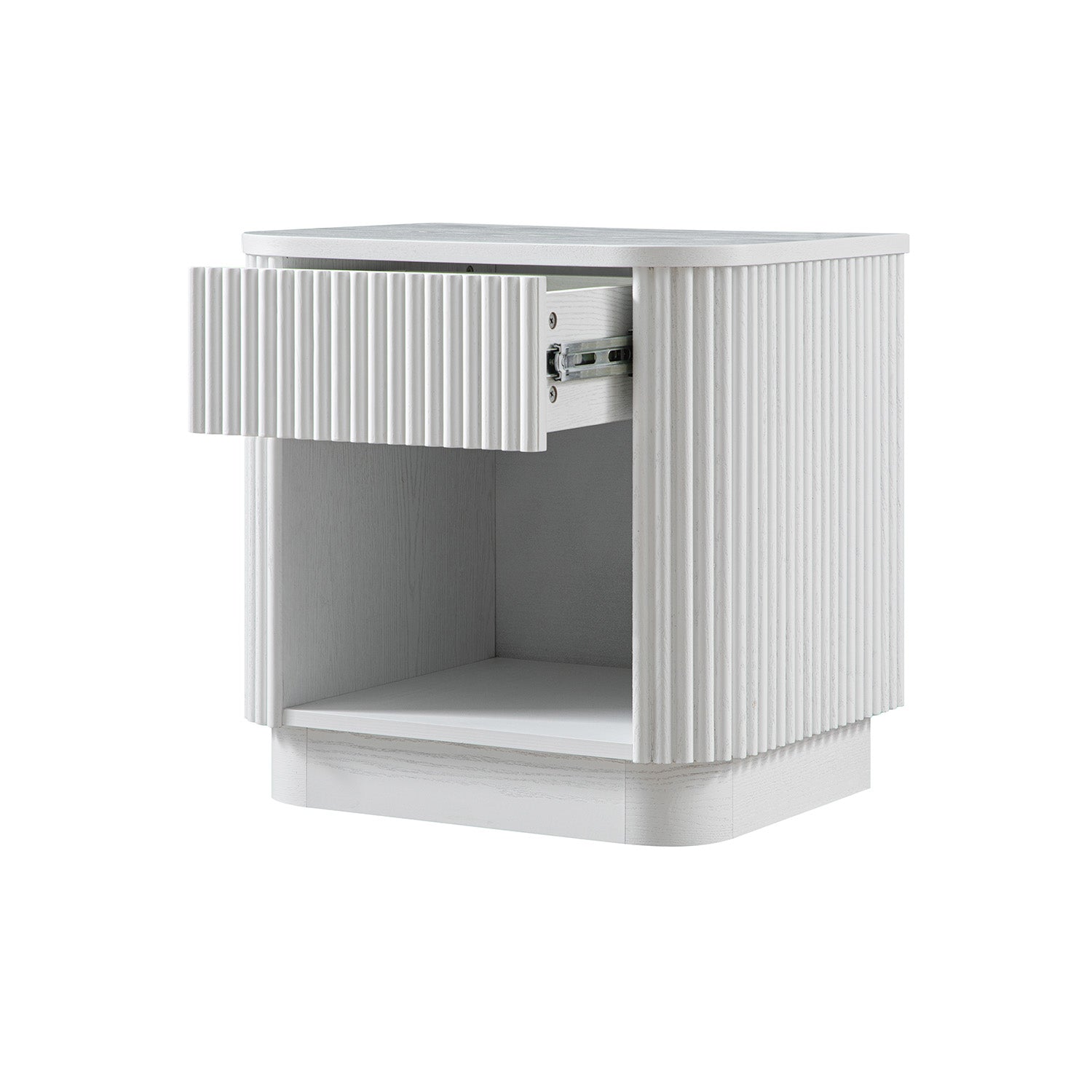 Maru 1-Drawer Bedside Table, Washed White