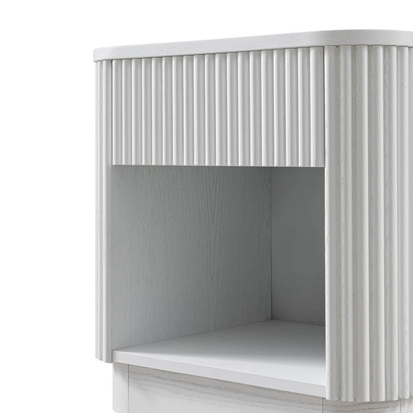 Maru 1-Drawer Bedside Table, Washed White
