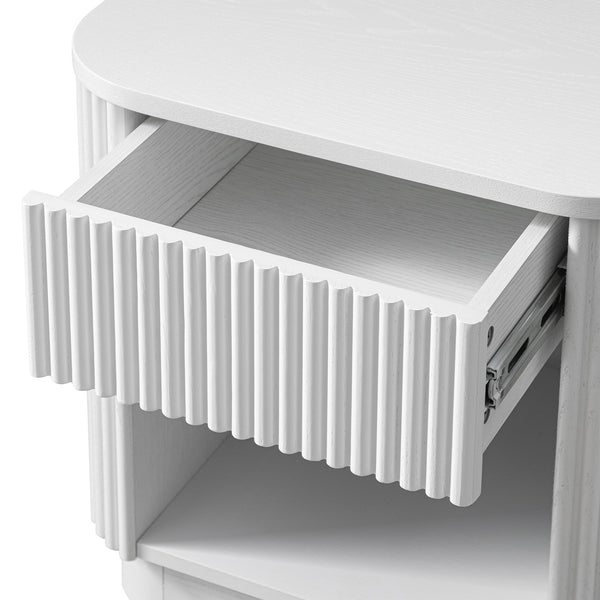 Maru 1-Drawer Bedside Table, Washed White