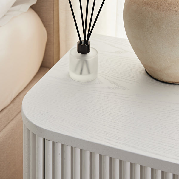 Maru 1-Drawer Bedside Table, Washed White