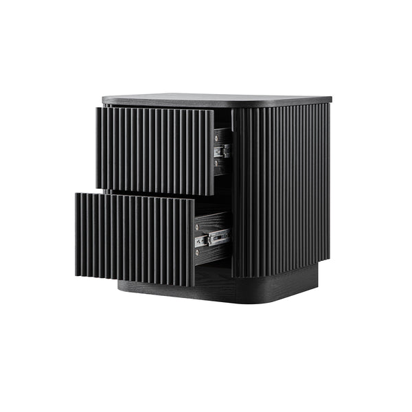 Maru 2-Drawer Bedside Table, Black