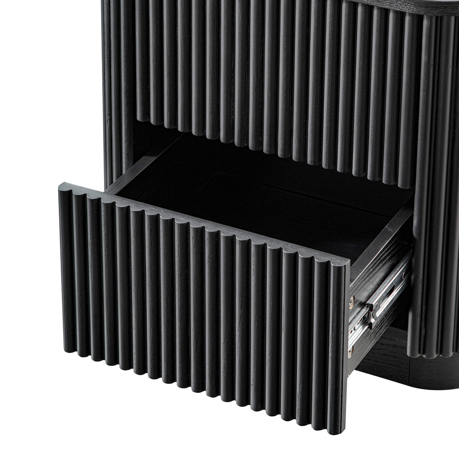 Maru 2-Drawer Bedside Table, Black