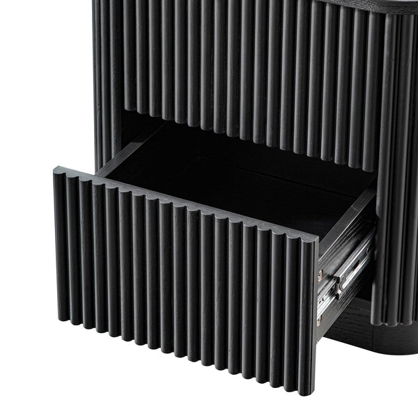 Maru 2-Drawer Bedside Table, Black