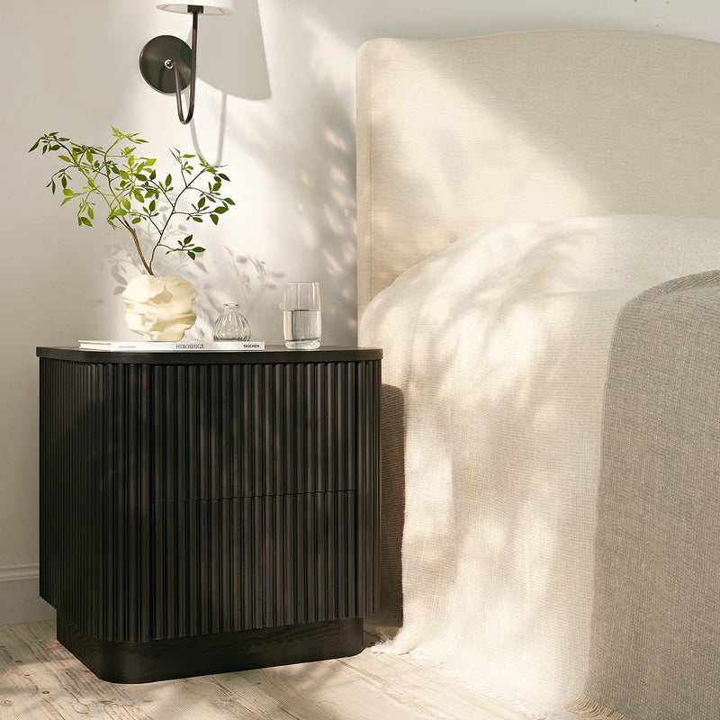 Maru 2 - Drawer Bedside Table, Black - daals