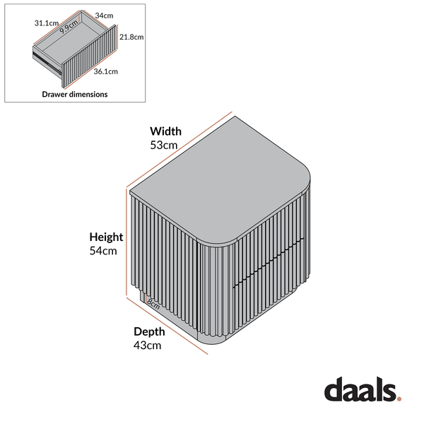 Maru 2-Drawer Bedside Table, Oak