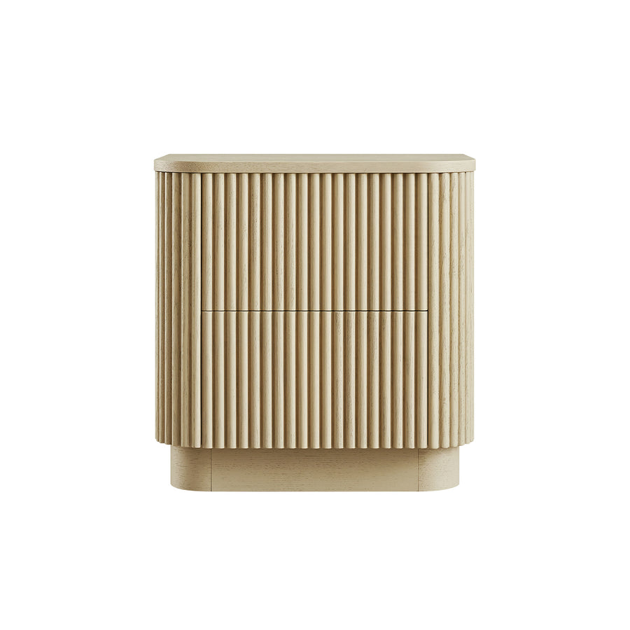 Maru 2-Drawer Bedside Table, Greige Oak