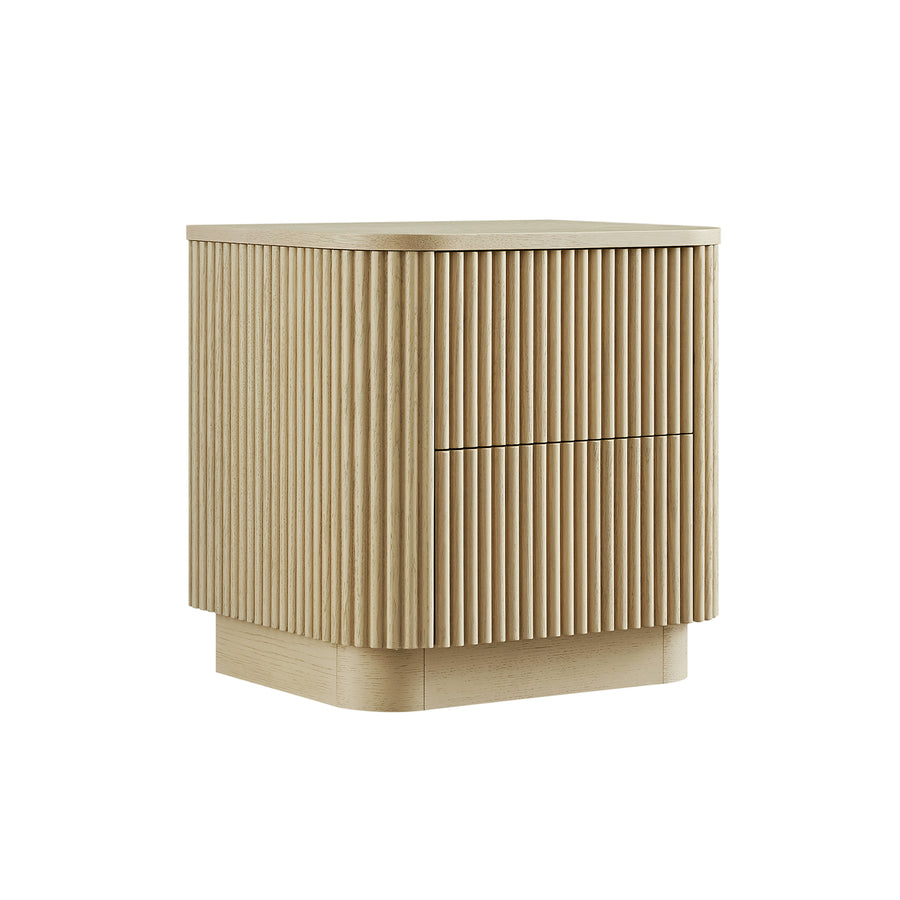 Maru 2-Drawer Bedside Table, Greige Oak