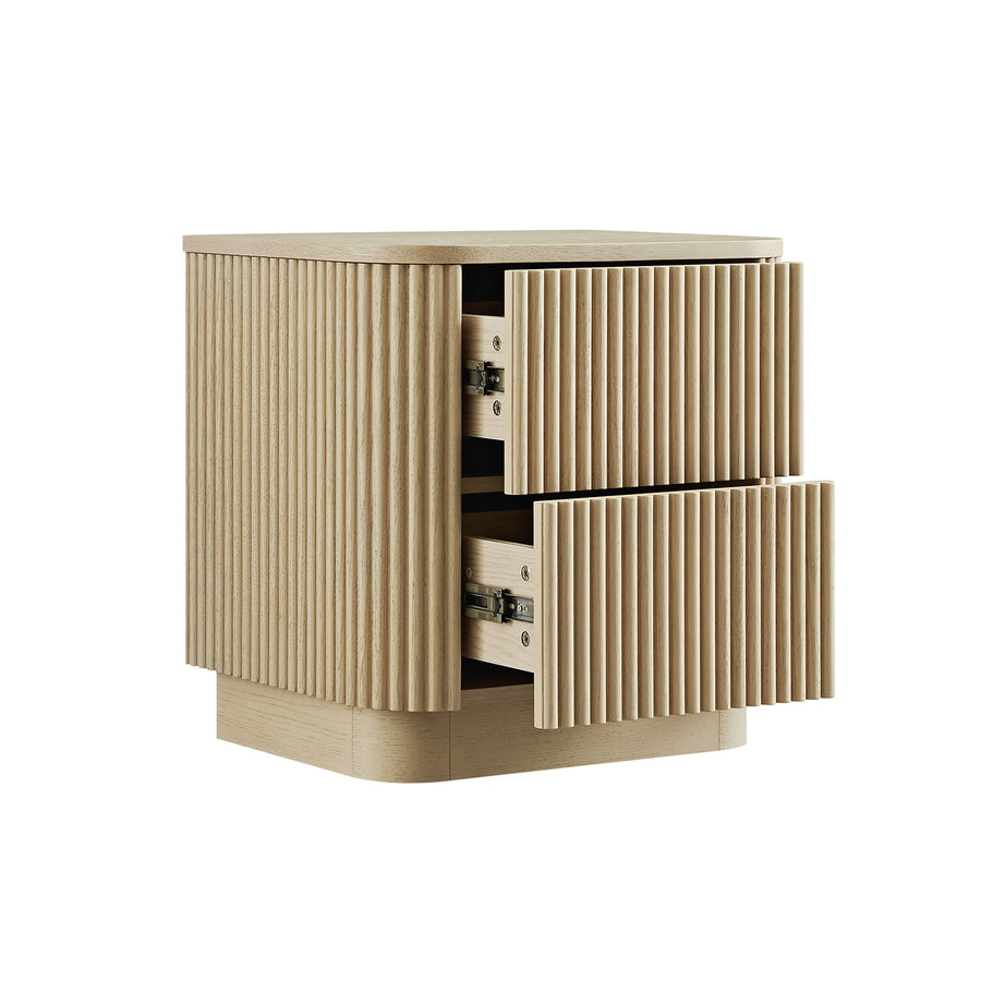 Maru 2-Drawer Bedside Table, Greige Oak