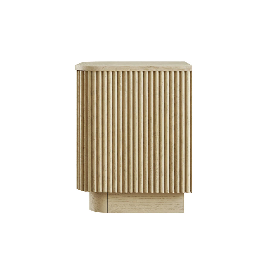 Maru 2-Drawer Bedside Table, Greige Oak