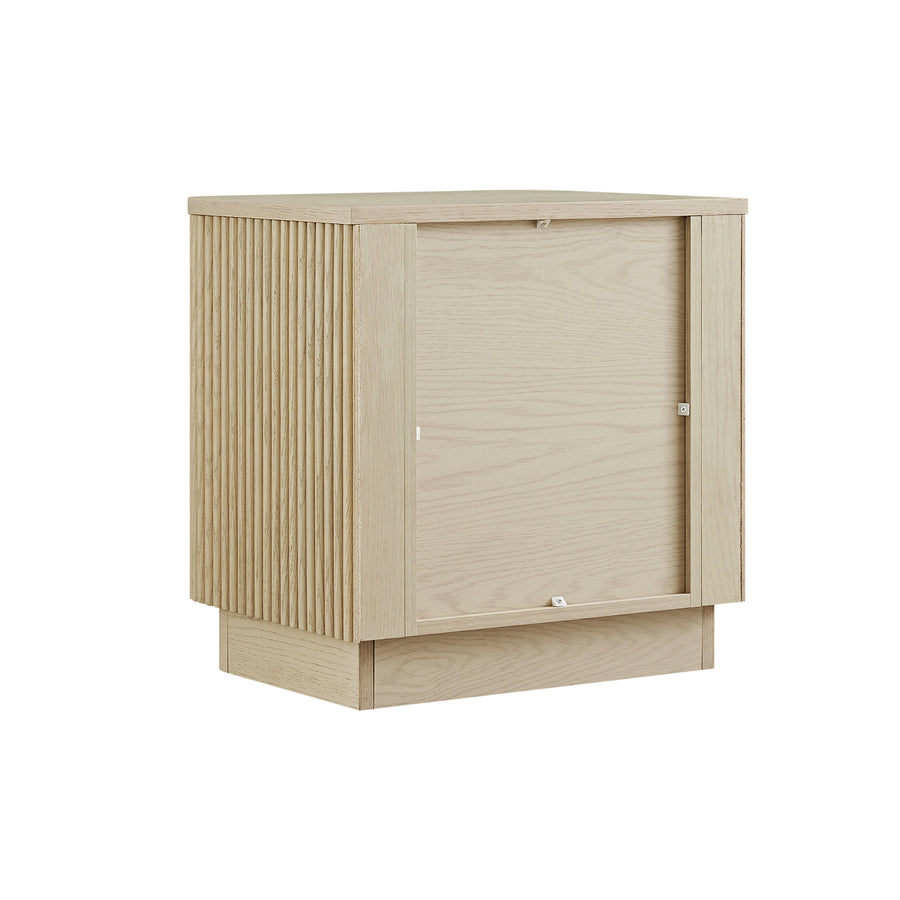 Maru 2-Drawer Bedside Table, Greige Oak