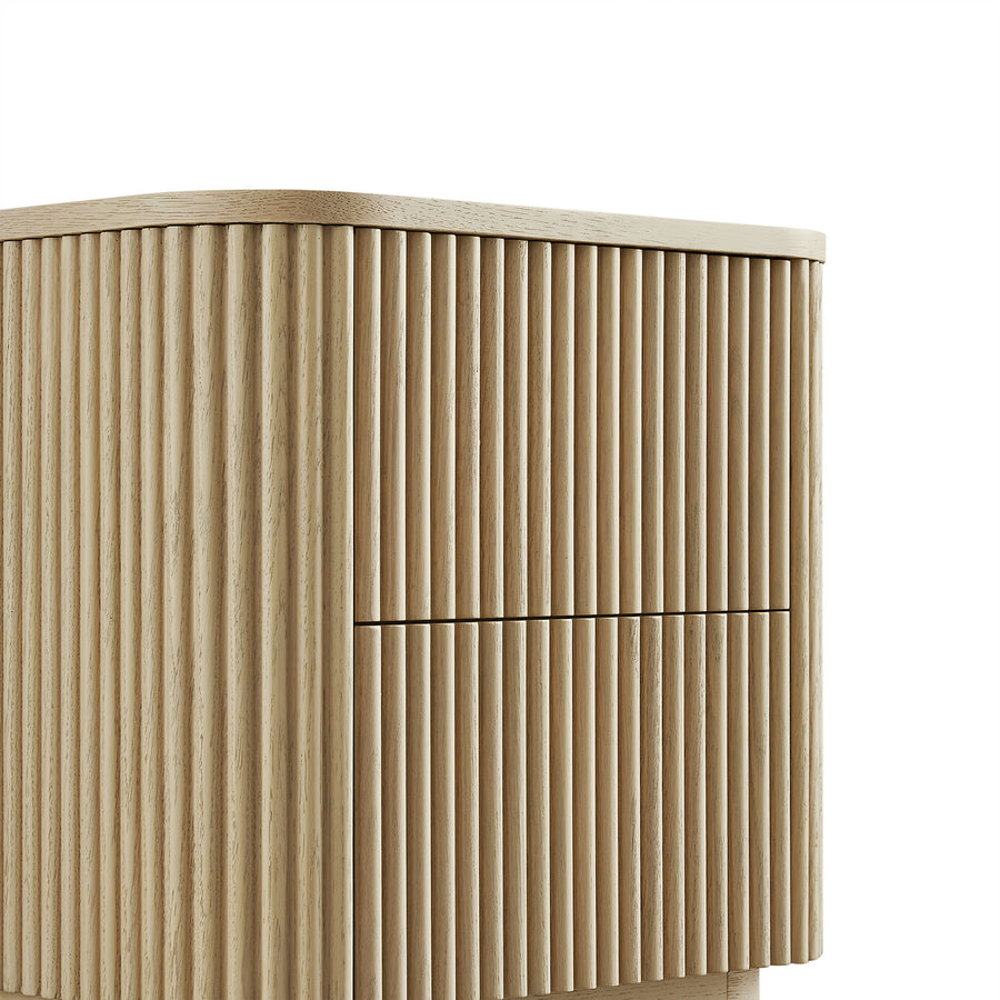 Maru 2-Drawer Bedside Table, Greige Oak