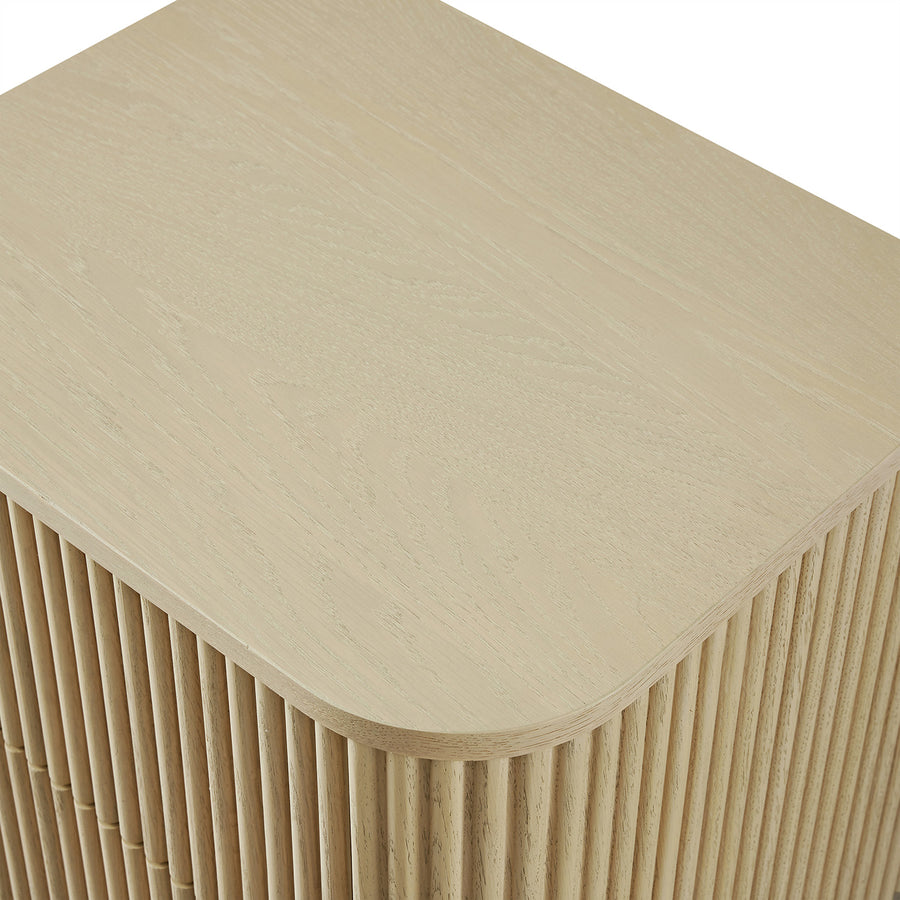 Maru 2-Drawer Bedside Table, Greige Oak