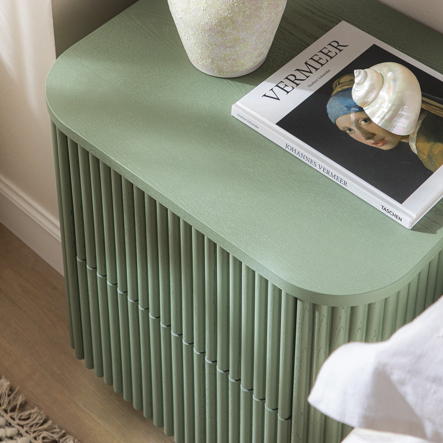 Maru 2-Drawer Bedside Table, Sage Green