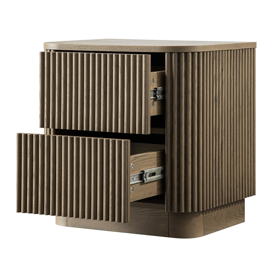 Maru 2-Drawer Bedside Table, Silver Oak