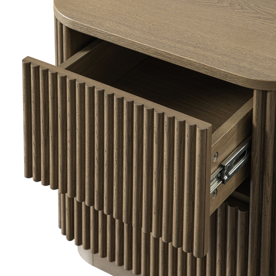 Maru 2-Drawer Bedside Table, Silver Oak