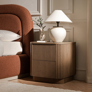 Maru 2-Drawer Bedside Table, Silver Oak