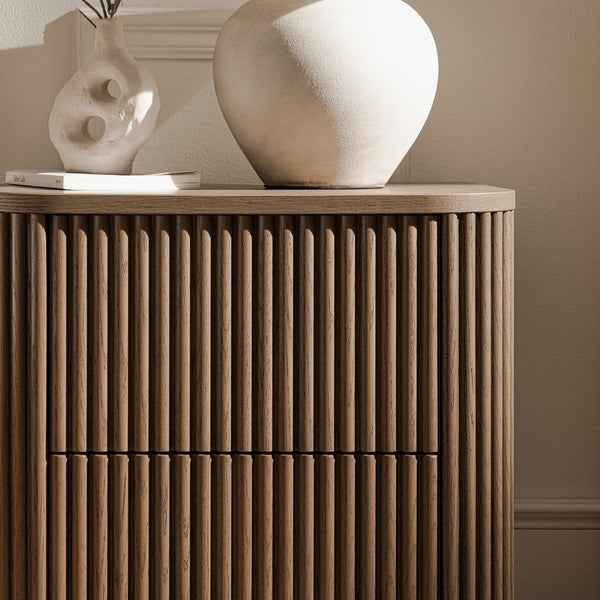 Maru 2-Drawer Bedside Table, Silver Oak