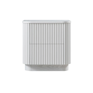 Maru 2-Drawer Bedside Table, Washed White