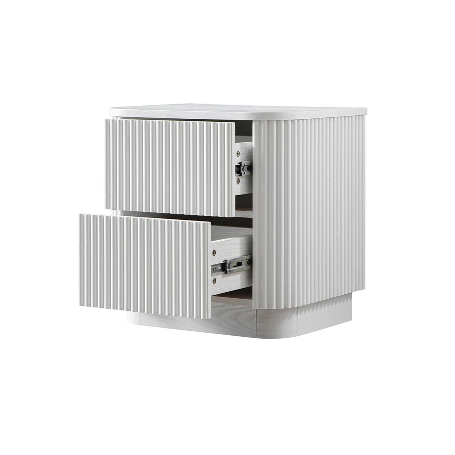 Maru 2-Drawer Bedside Table, Washed White