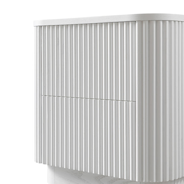 Maru 2-Drawer Bedside Table, Washed White