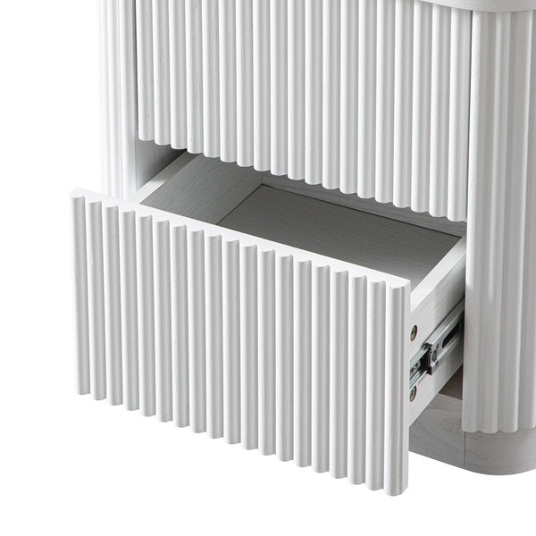 Maru 2-Drawer Bedside Table, Washed White