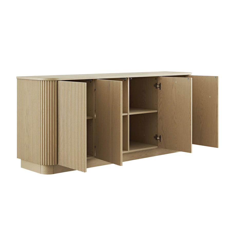 Maru Large 4-Door Sideboard, Greige Oak