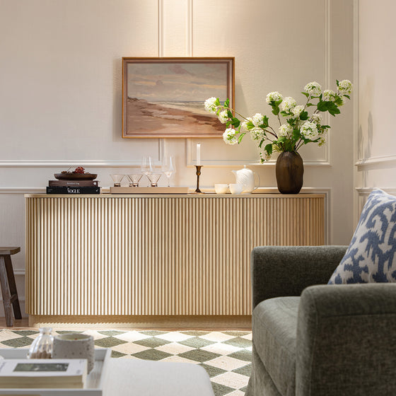 Maru Large 4-Door Sideboard, Greige Oak