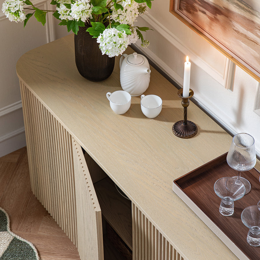 Maru Large 4-Door Sideboard, Greige Oak