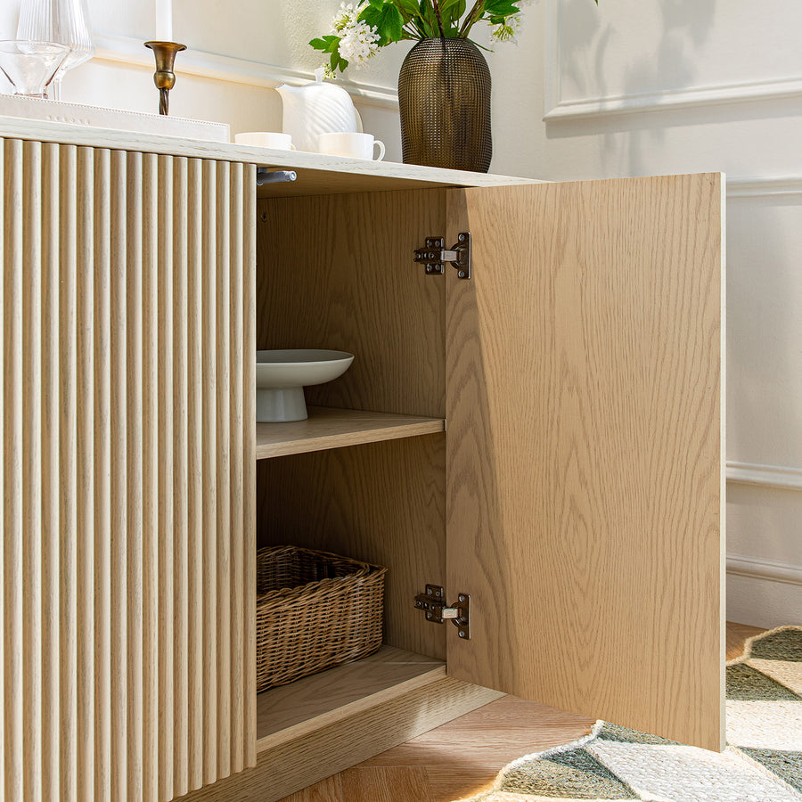 Maru Large 4-Door Sideboard, Greige Oak