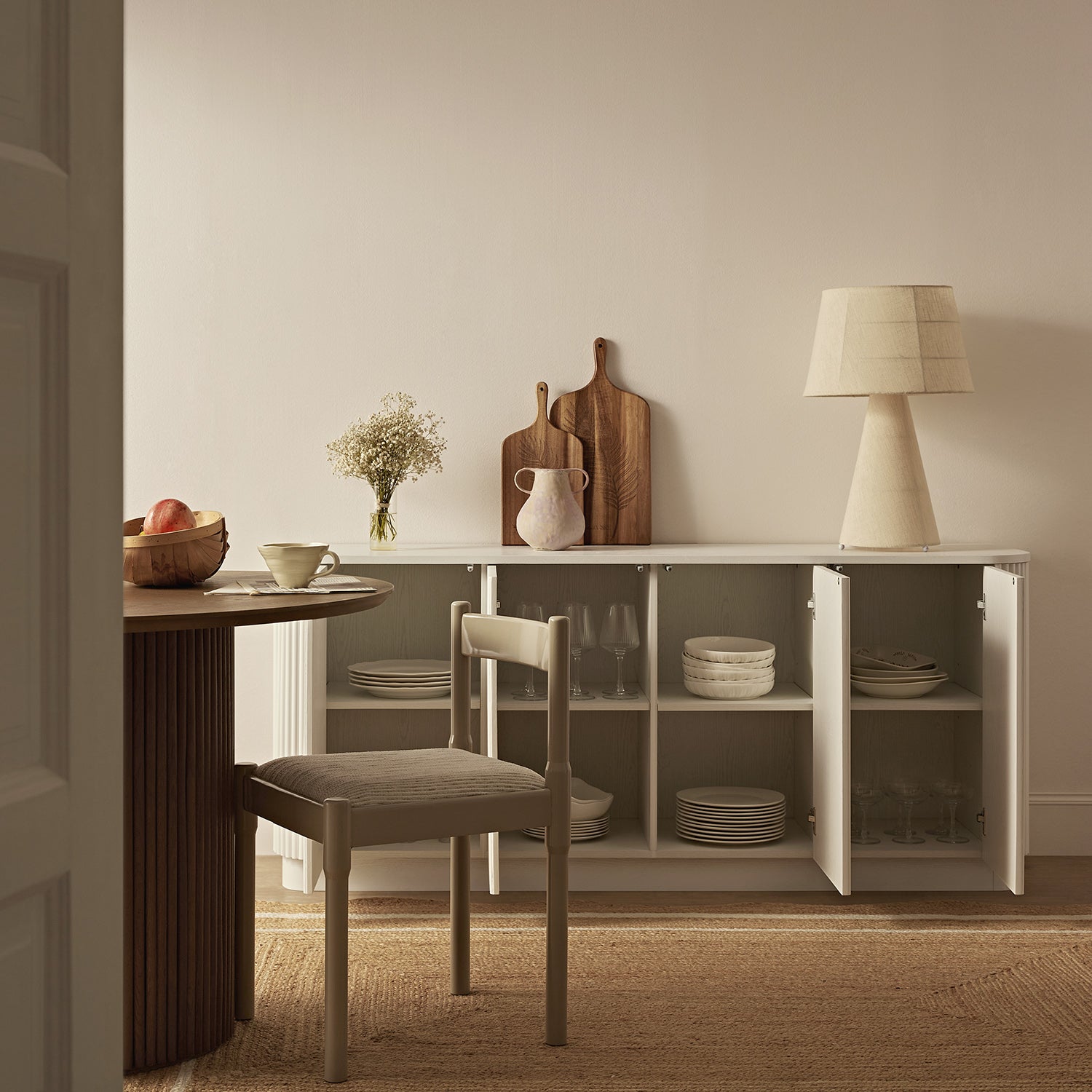 Maru Large 4-Door Sideboard, Washed White