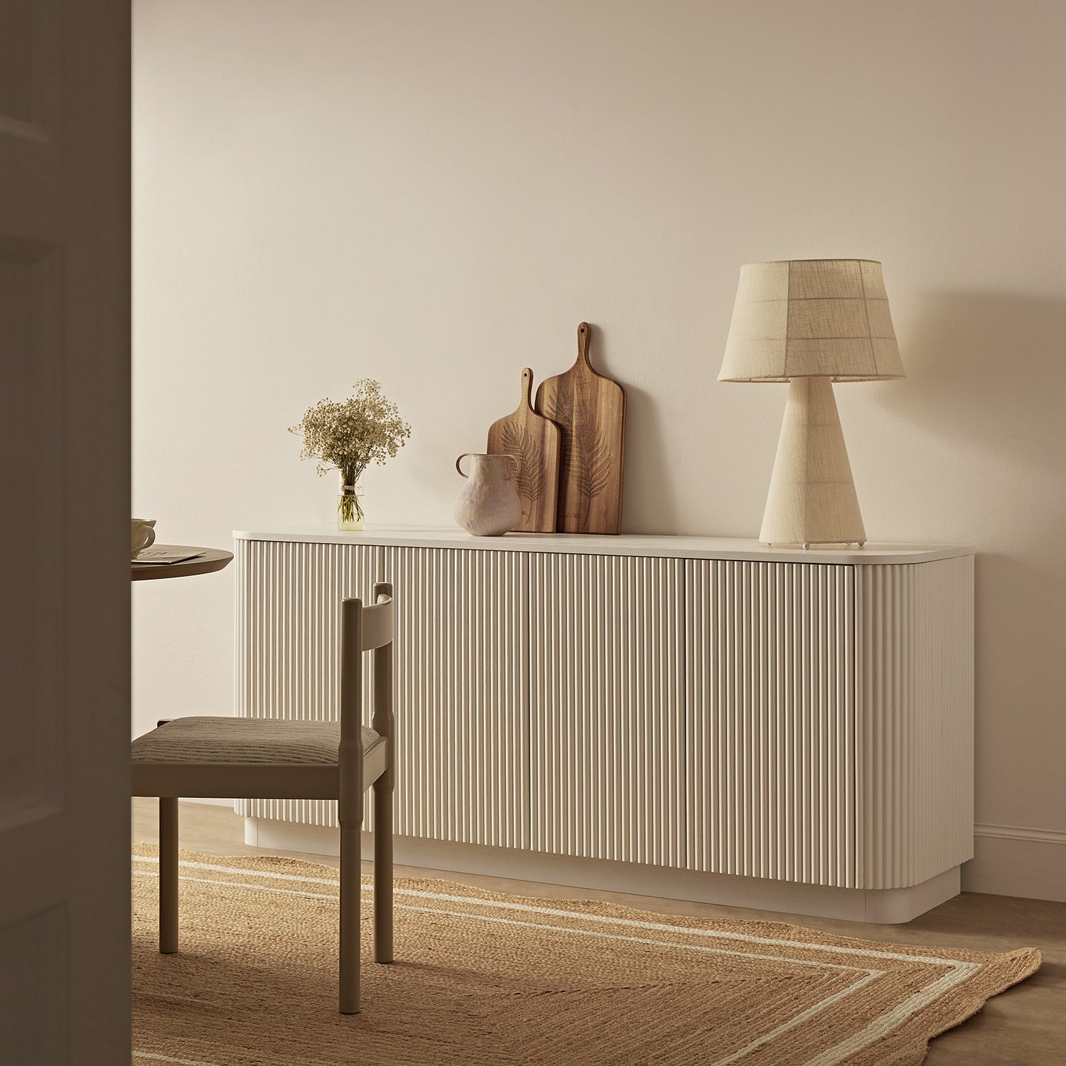 Maru Large 4-Door Sideboard, Washed White