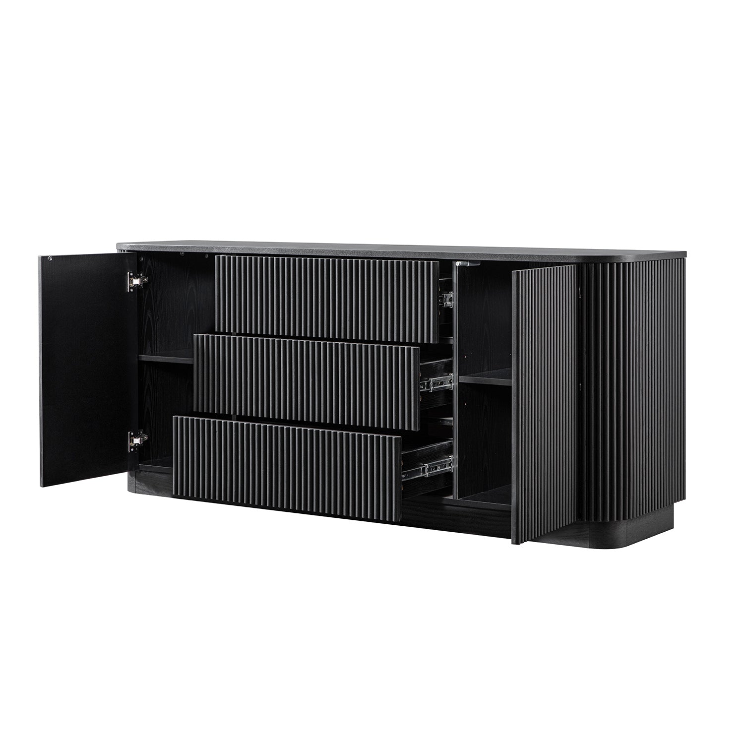 Maru Large 2-Door Sideboard with Drawers, Black