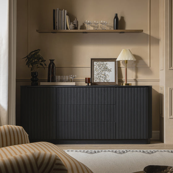Maru Large 2-Door Sideboard with Drawers, Black