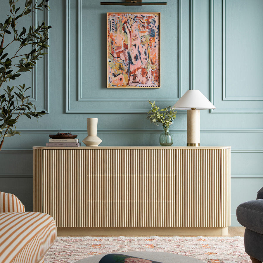 Maru Large 2-Door Sideboard with Drawers, Greige Oak