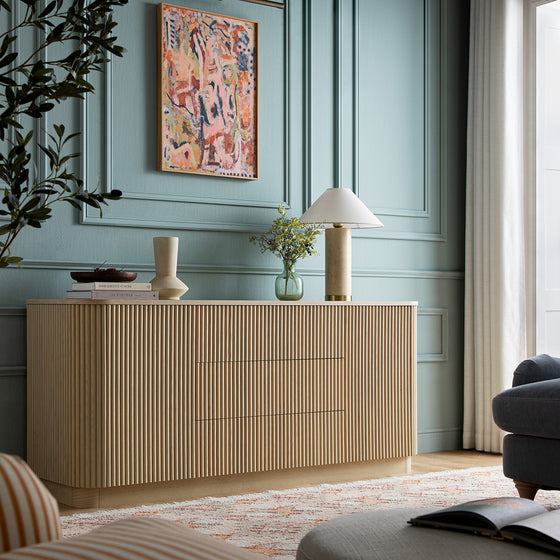 Maru Large 2-Door Sideboard with Drawers, Greige Oak
