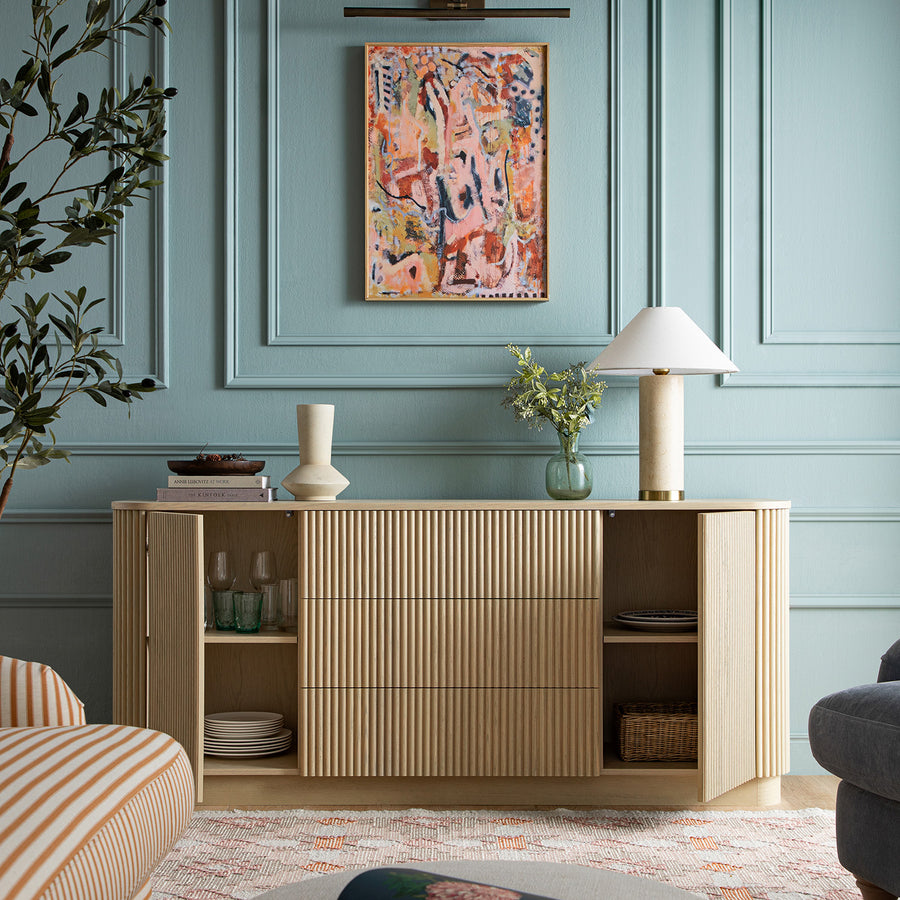 Maru Large 2-Door Sideboard with Drawers, Greige Oak