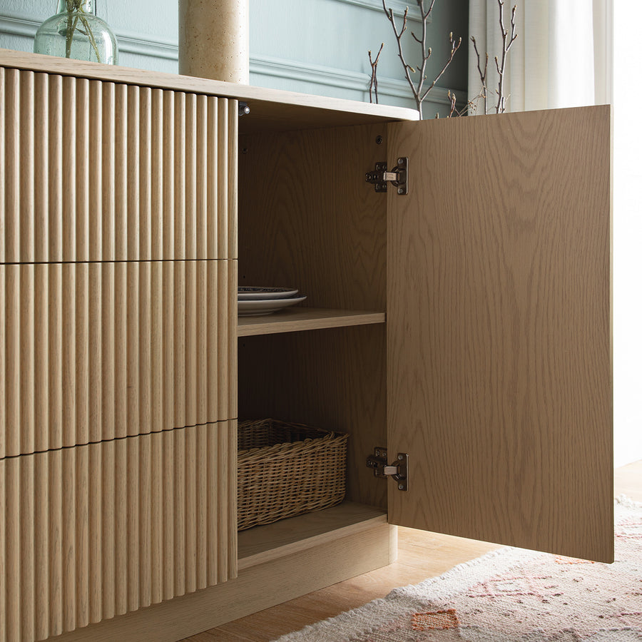 Maru Large 2-Door Sideboard with Drawers, Greige Oak