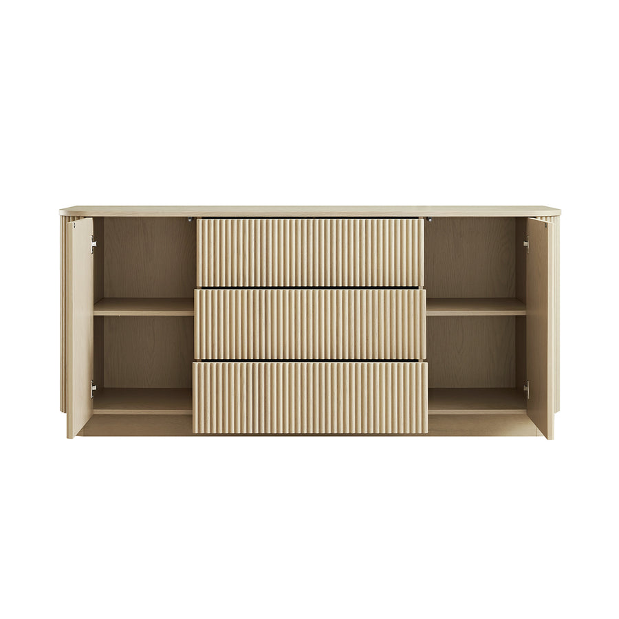 Maru Large 2-Door Sideboard with Drawers, Greige Oak