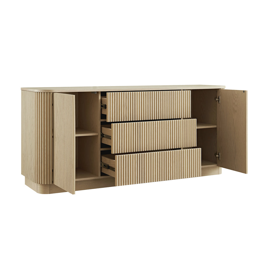 Maru Large 2-Door Sideboard with Drawers, Greige Oak