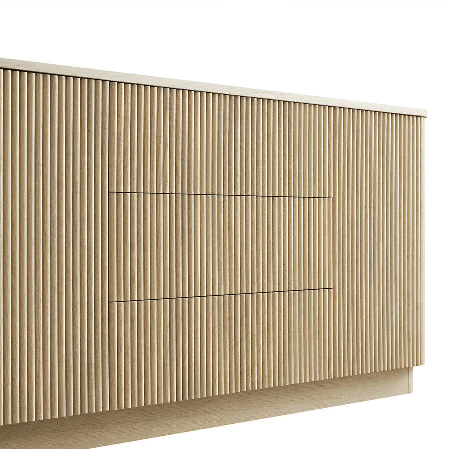 Maru Large 2-Door Sideboard with Drawers, Greige Oak