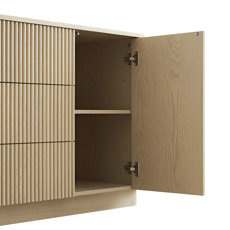 Maru Large 2-Door Sideboard with Drawers, Greige Oak